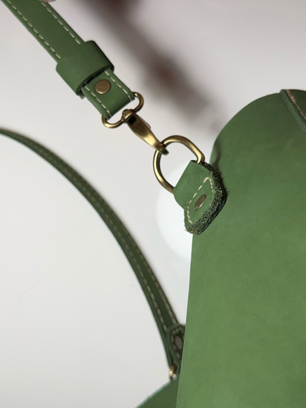 Portland Leather Green Nubuck Bucket Bag - Picture 2 of 11